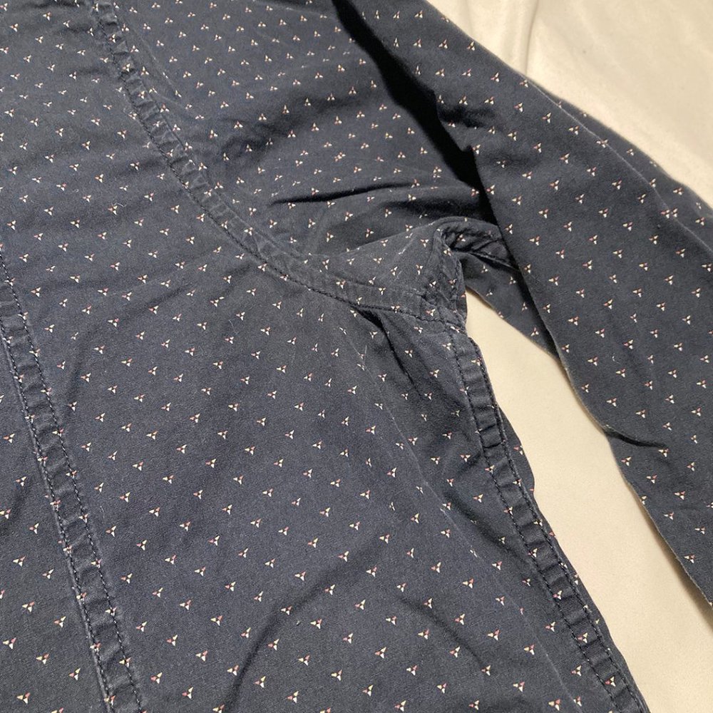 Prana Navy Triangle Pattern Button Down Shirt Xxl - image 7